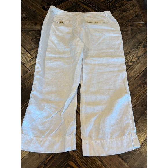 Cherokee 100% linen Pants Women 12 Neutral Beach Resort Vacation Trip Spring - Picture 3 of 9